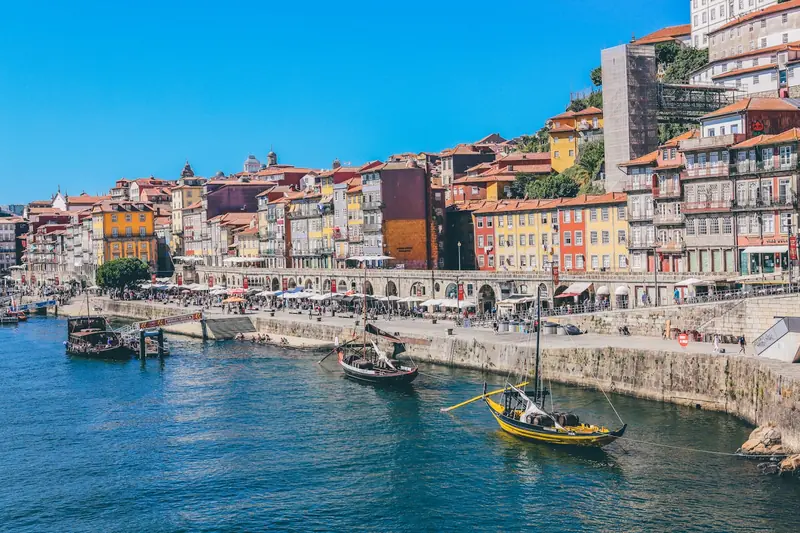 The Ribeira riverside in Porto, colourful houses along the Douro
